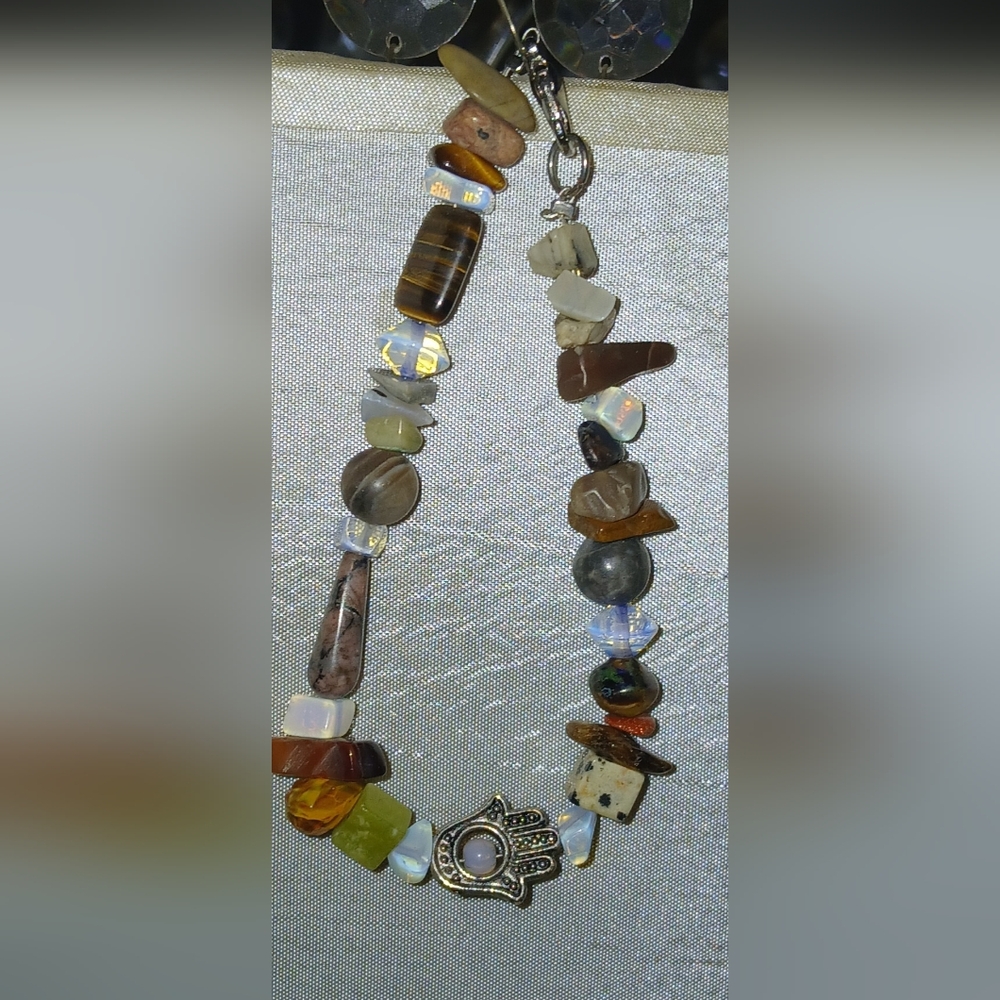 Hamd Crafted Multicolor Stone Bracelet with Silver Accents
